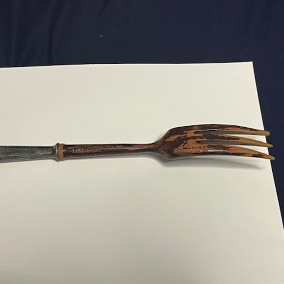 Vintage Sterling Silver Wood Salad Fork Made in France 11" - Picture 9 of 16